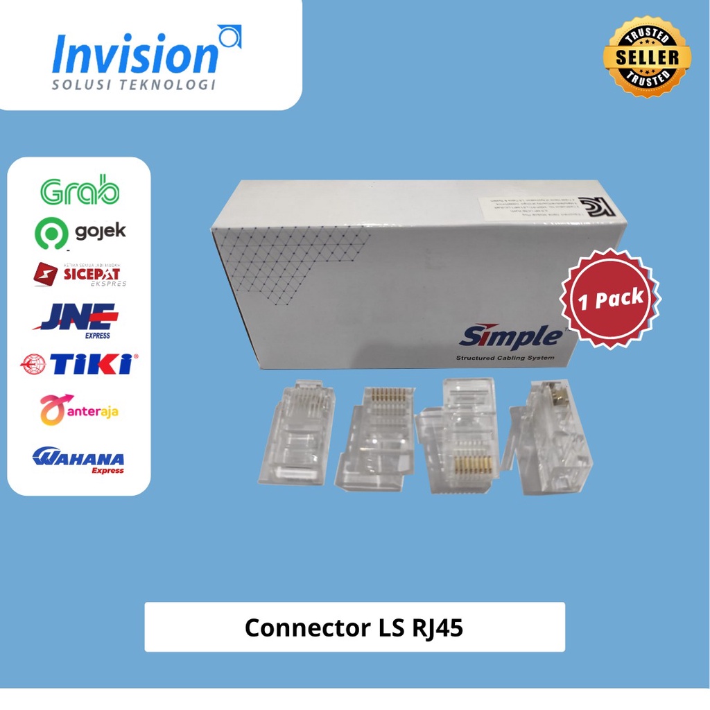 Jual RJ45 Connector Cat5e Pack isi 100pcs - Konektor Anti Gagal RJ45 ...