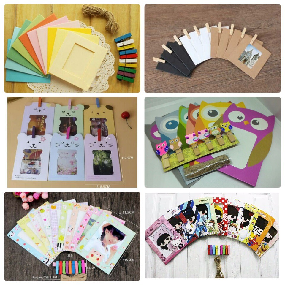 Jual Paper Frame Polaroid Foto Gantung + Wooden Clip Jepit Kayu + Tali ...