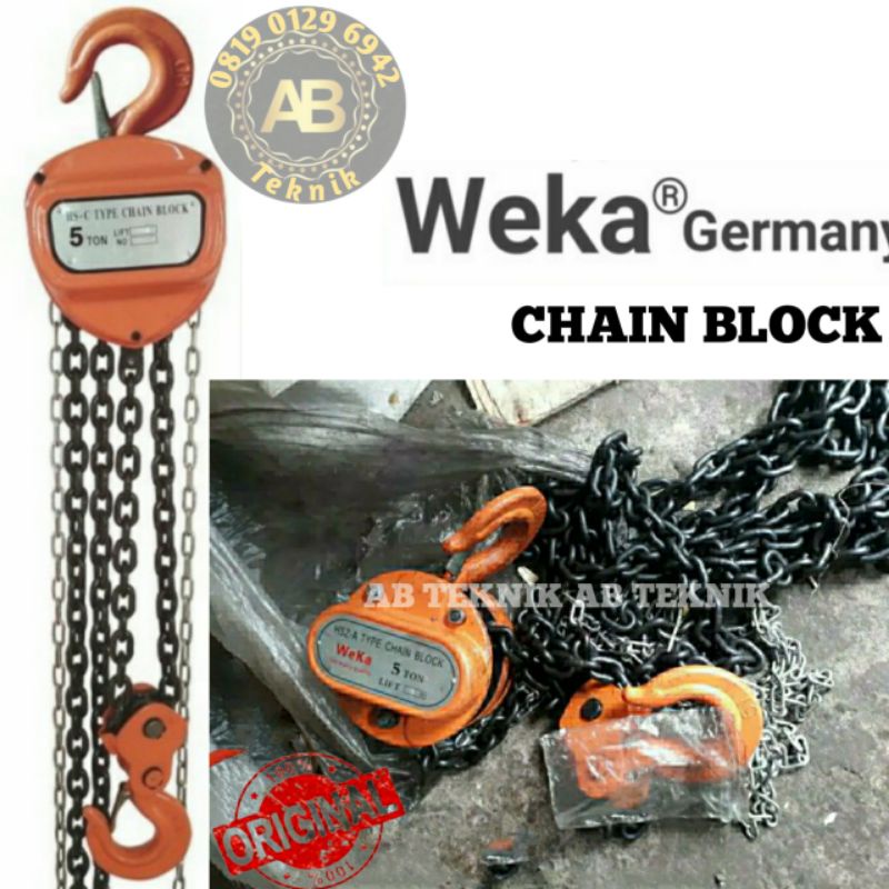 Jual chain block cenblok takel hand 5 ton 5 meter weka germany katrol ...