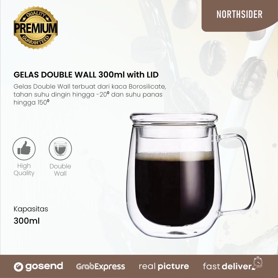 Jual Gelas Double Wall Kopi Teh 300ml Tutup Kaca Anti Panas Shopee Indonesia 1465