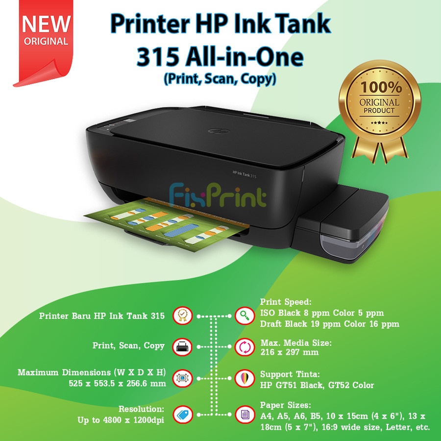 Jual Printer HP Ink Tank 315 Multifungsi All in One Inktank HP 315