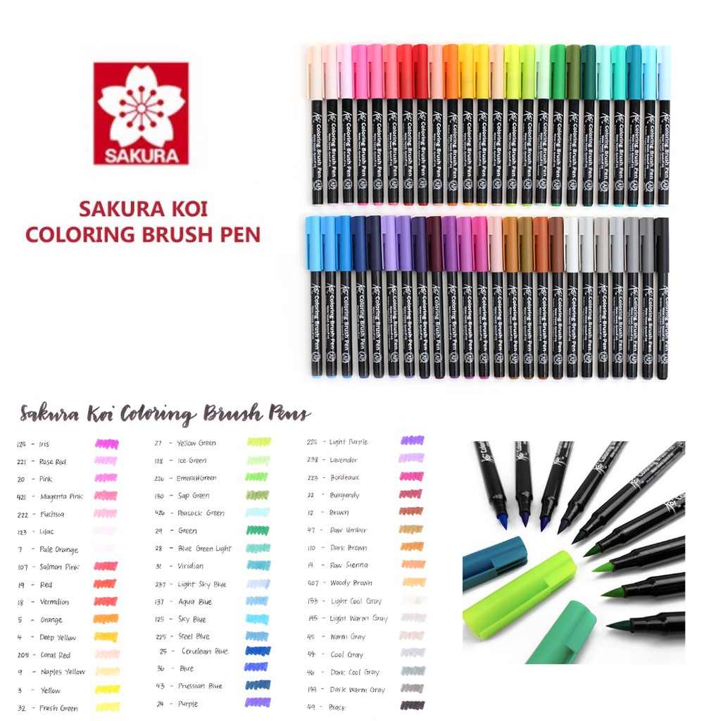 Jual SAKURA KOI COLORING BRUSH PEN TERSEDIA 48 WARNA - PART 3 | Shopee ...