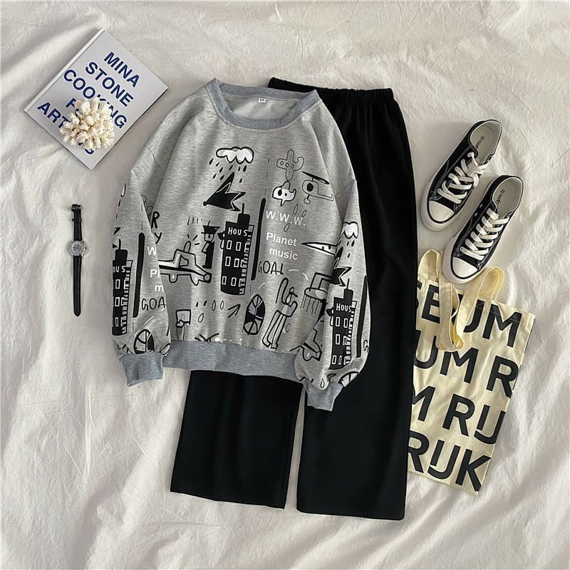 Jual GHC SWEATER PLANET SET/SWEATER DAN CELANA WANITA KEKINIAN