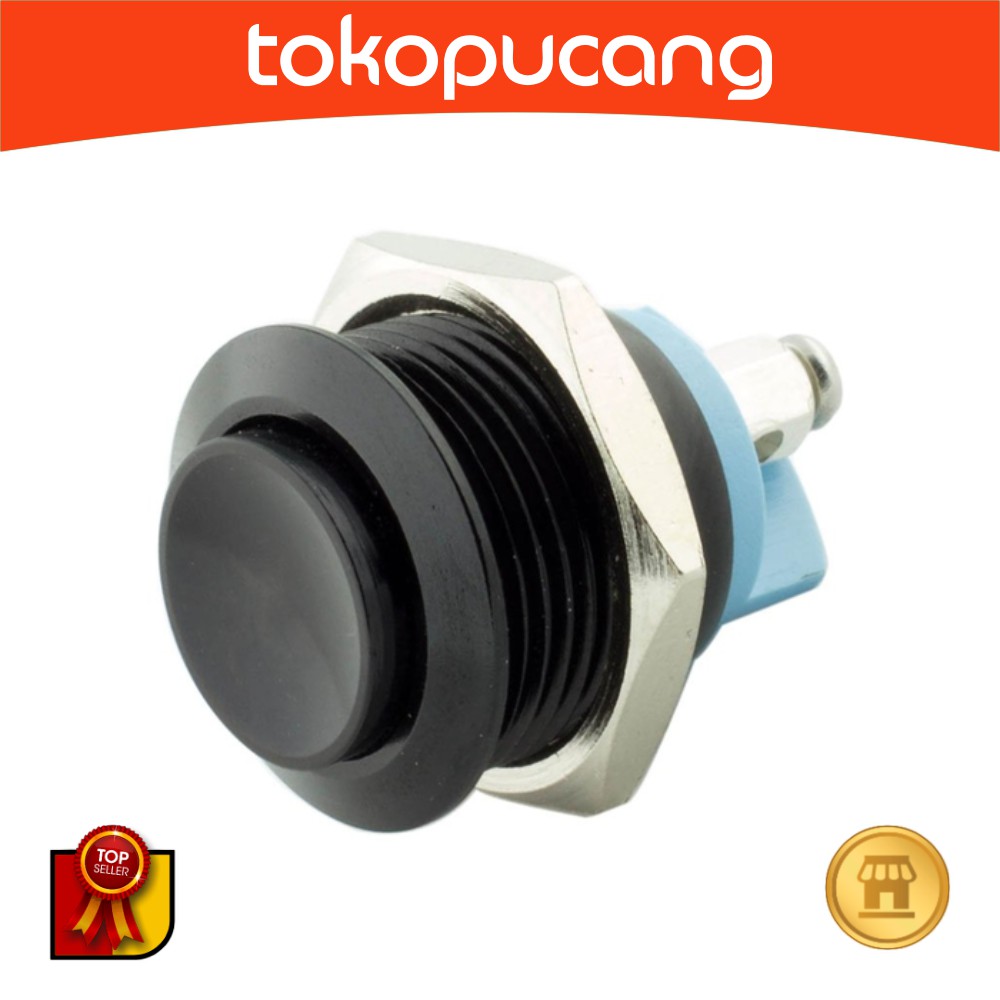 Jual Push On Nickel Cekung 16mm Hitam Momentary Button Metal Switch ...