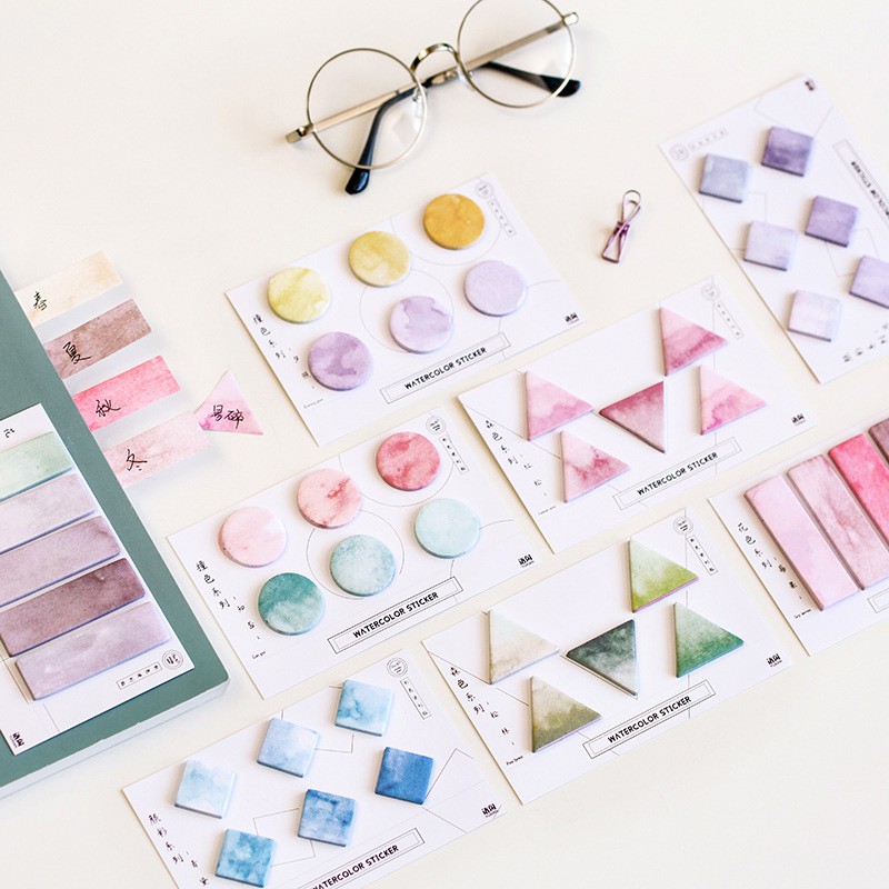 Jual Kertas Label Penanda Dokumen Watercolor Shapes Sticky Notes Bagus ...