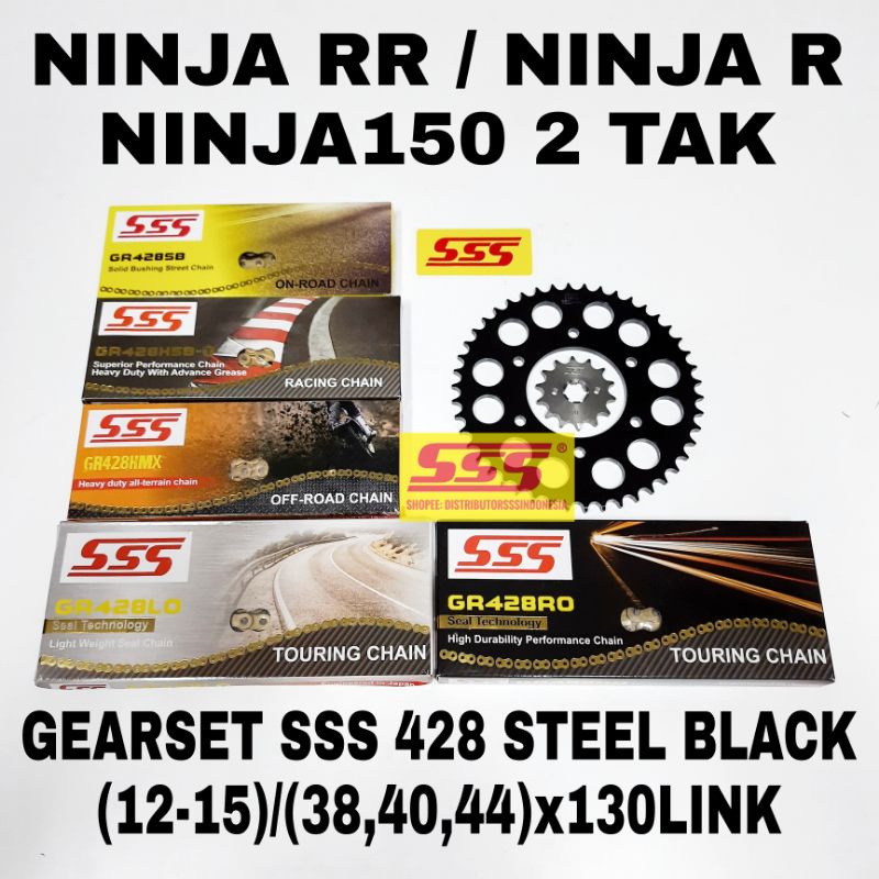 Jual GIRSET / GEARSET SSS 428 STEEL BLACK / STEEL GOLD NINJA RR R SS