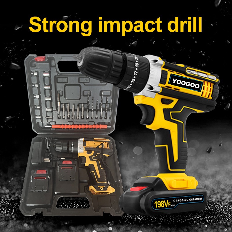 Jual 198Vf 2 Baterai / Impact Drill Bor Cordless Dengan Isi Ulang ...