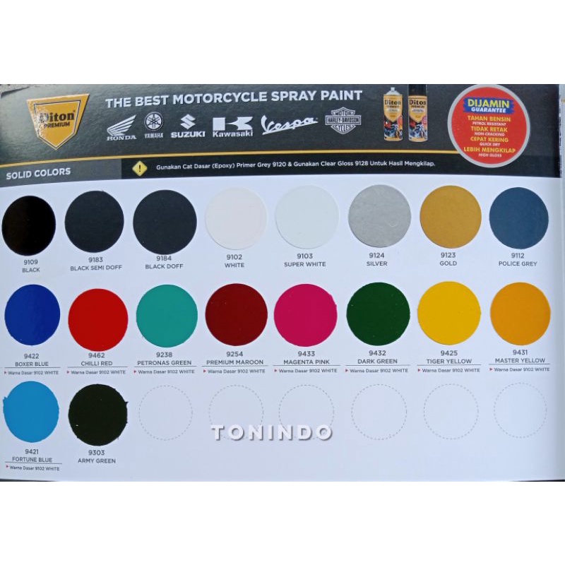 Jual Cat Semprot DITON Premium Solid Colors / Warna Standar 9109/ 9184 ...