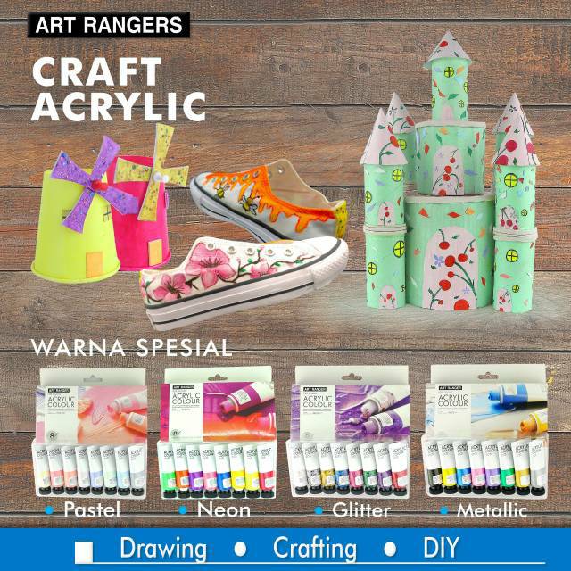 Acrylic Paint SETS OF 8. Pastels, Glitter, Metallic, Neon and