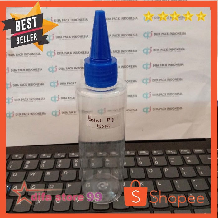 Jual Botol RF 150ml tutup kerucut biru body nat/botol tinta 150ml ...