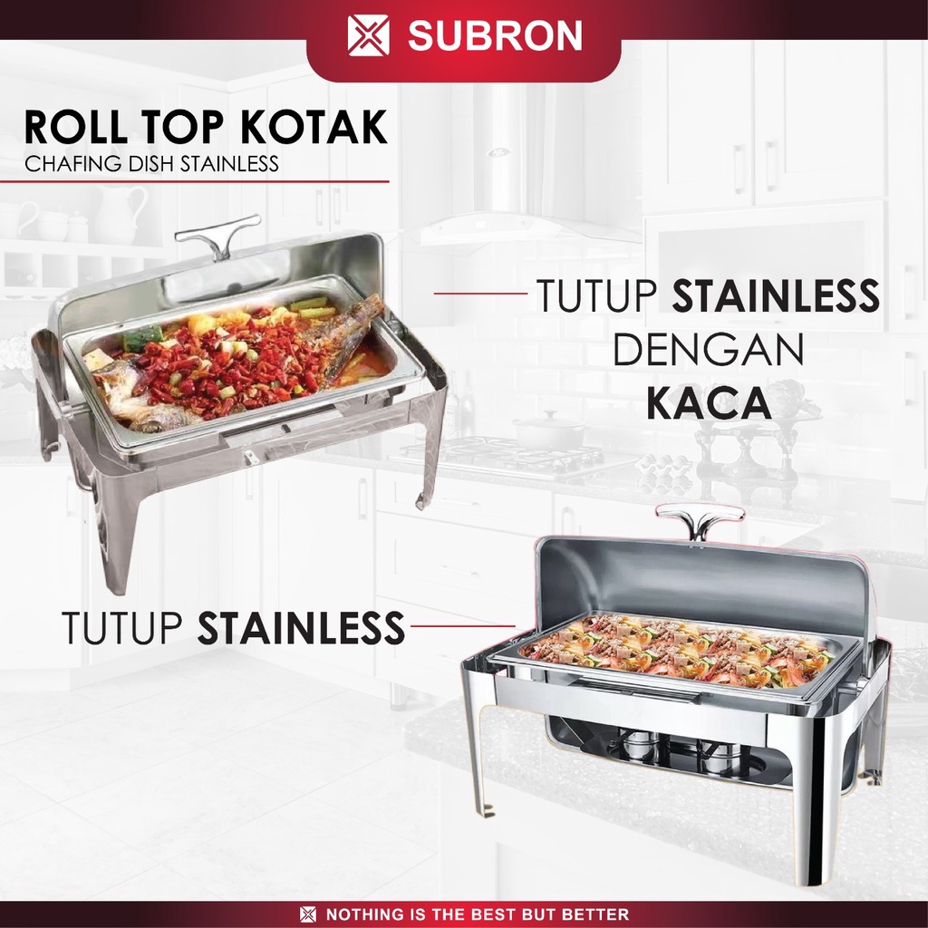 Jual SUBRON Roll Top 9L Kombinasi Kaca Chafer Chafing Dish Stainless ...