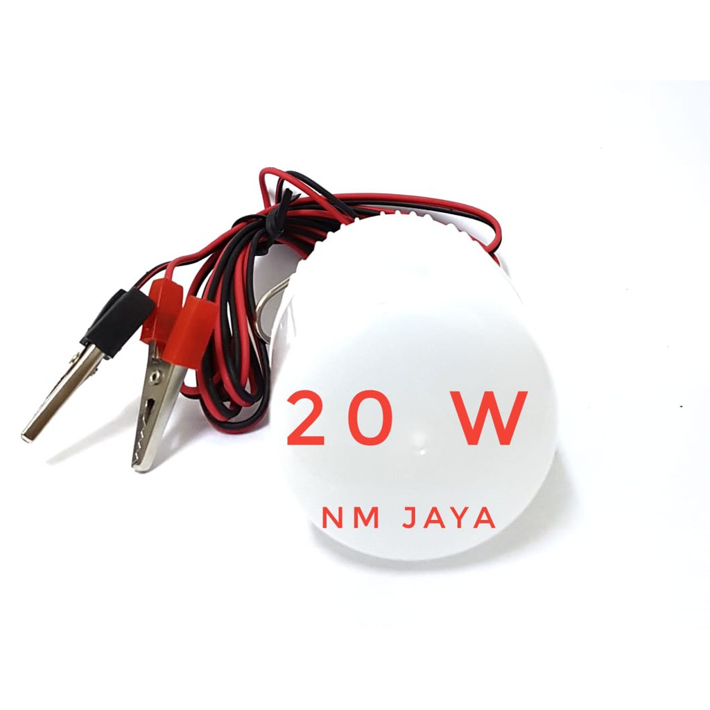 Jual Lampu DC Bulb 12V 20 Watt Wrn Putih Kabel jepit aki 1.5 M Fitting ...