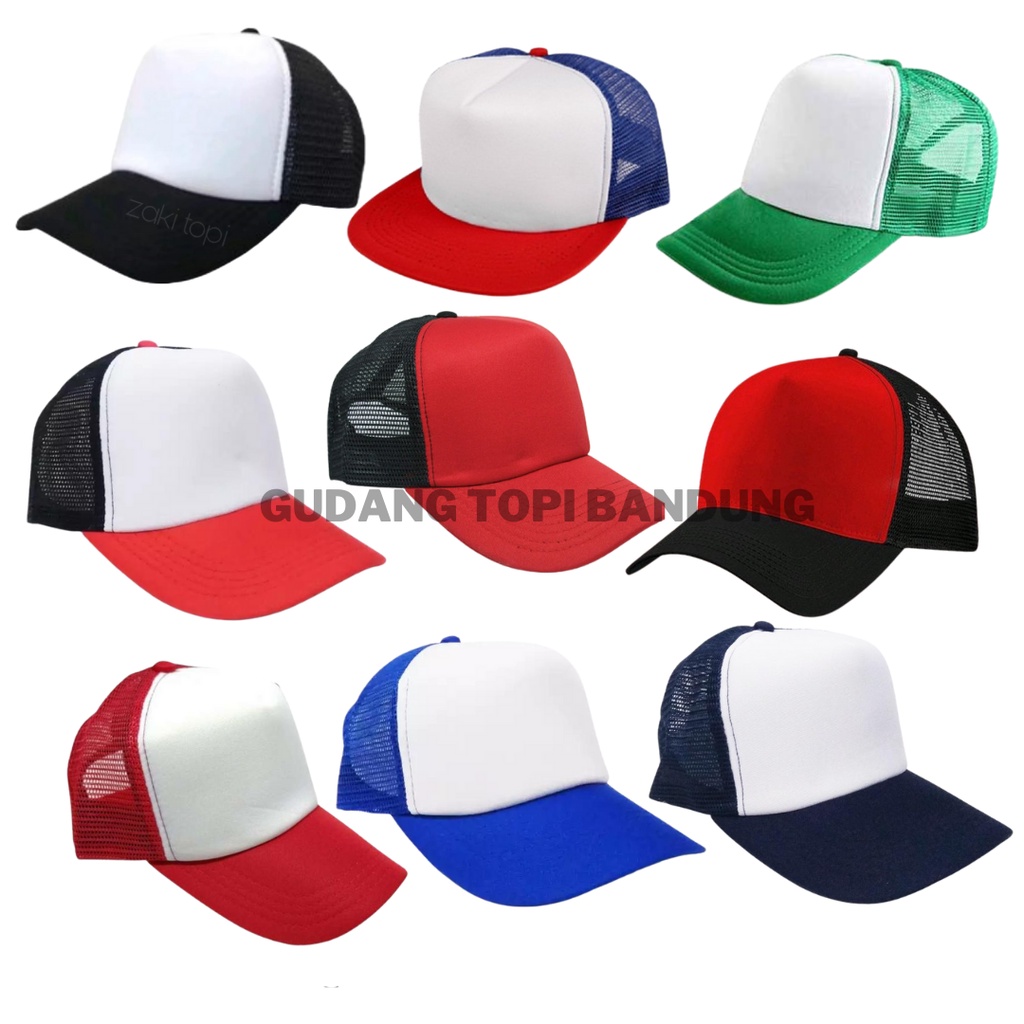 Jual Topi Trucker Combinasi / Jaring Polos / Murah / Gudang Topi ...