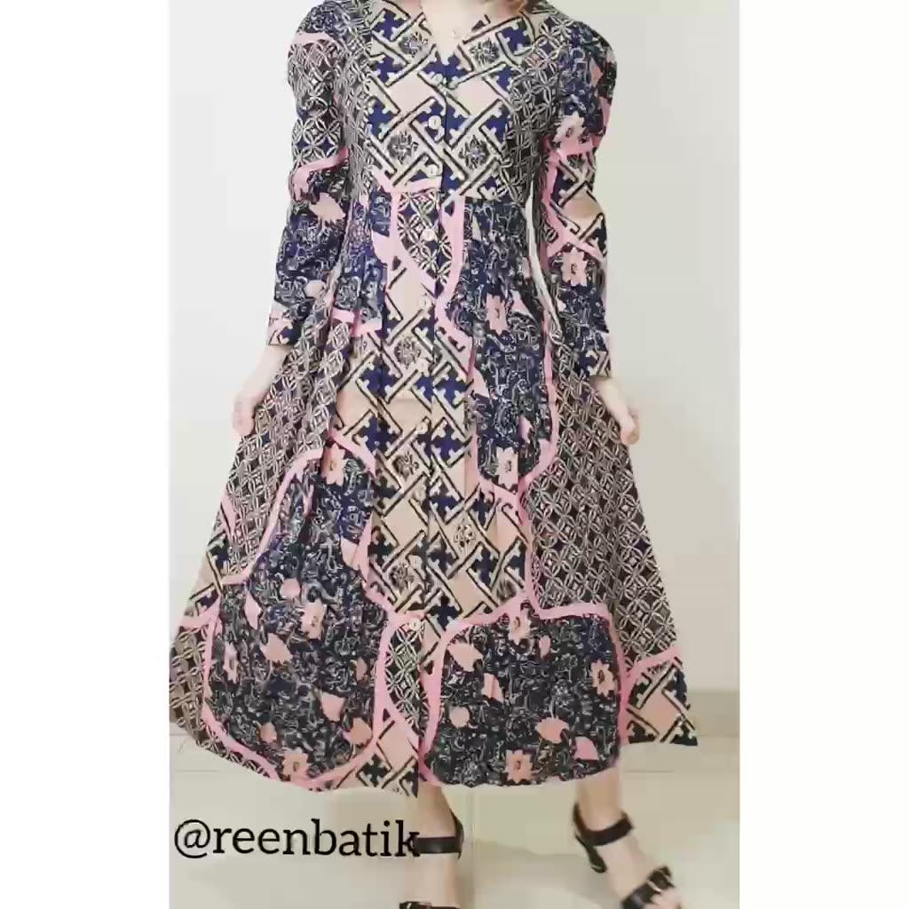 Jual Midi Dress Batik Lengan Panjang, 258 ATK / 258 COD / 258 BNI / 258 ...