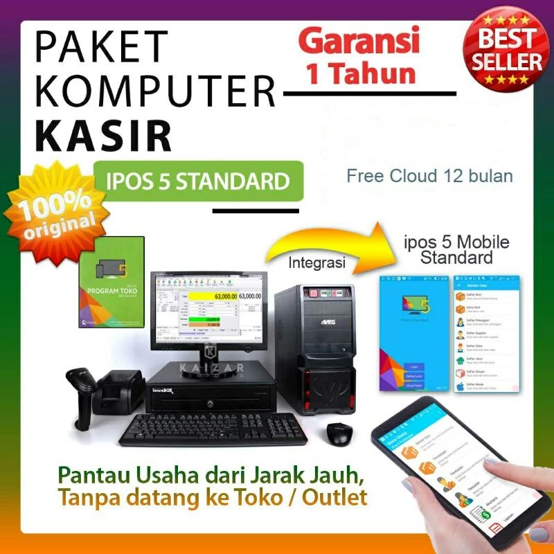 14. Komputer kasir siap pakai intel core i3 dengan program kasir ipos 5