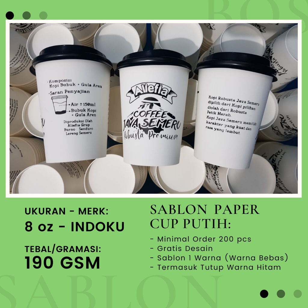 Jual Paper Cup Sablon 8 oz - Minimum Order 200 pcs - Merk Cup Indoku ...