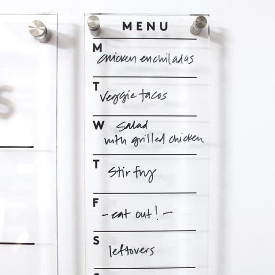 Jual Menu Weekly Planner Akrilik | Weekly Meal Planner Akrilik Dinding ...