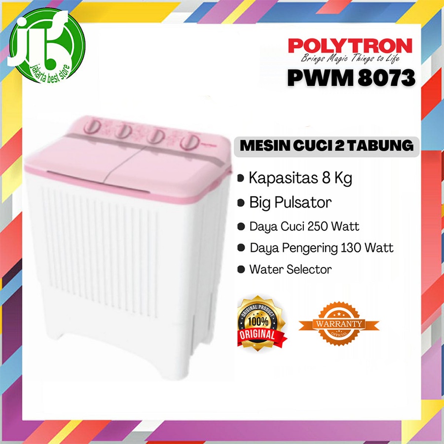 Jual POLYTRON MESIN CUCI 2 TABUNG 8KG PWM-8073 | Shopee Indonesia