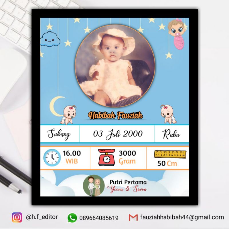 Jual DESAIN BIODATA BAYI | tanggal lahir bayi (softfile) murah | Shopee ...
