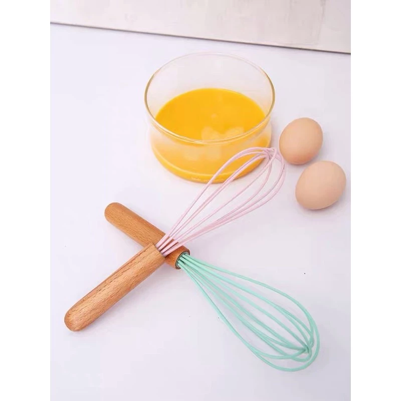 Unik88 Whisk Kocokan Telur Silicone Gagang Kayu Pengaduk Telur Whisk Kue | AutoStock
