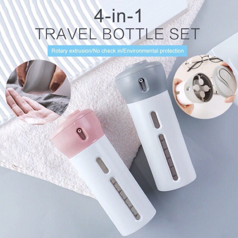 Jual BOTOL TRAVEL KIT 4 In 1 Tempat Penyimpanan Dispenser Sabun/Lotion ...