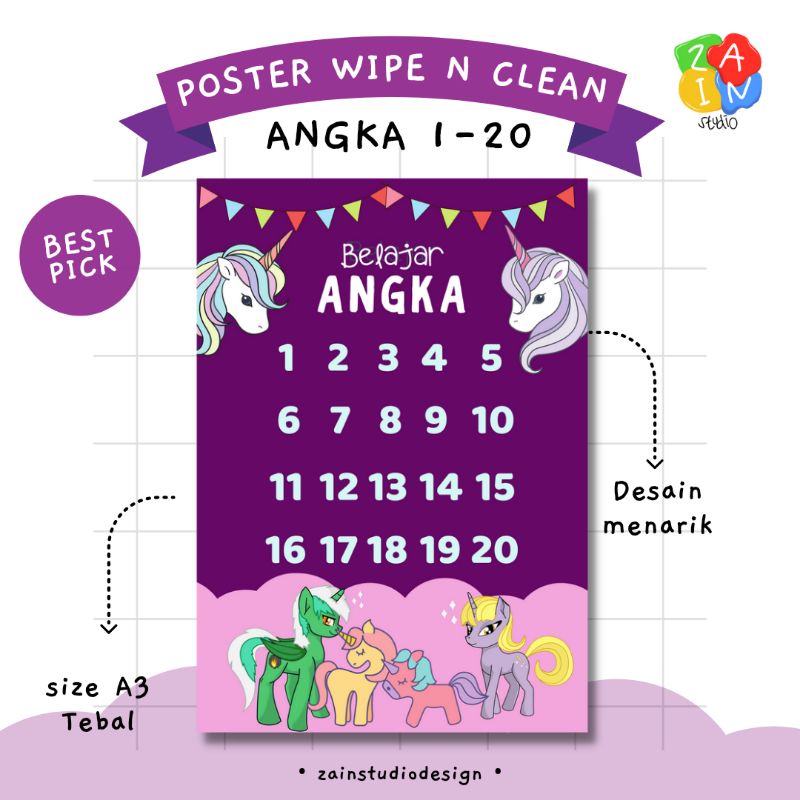 Jual POSTER ANGKA - POSTER BELAJAR EDUKASI ANAK TK PAUD SERI ANGKA 04 ...