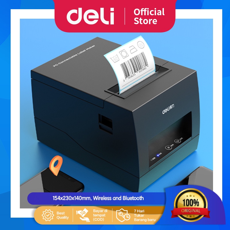 Jual Deli Printer Thermal Struk Kasir Label 80 mm USB Bluetooth POS ...
