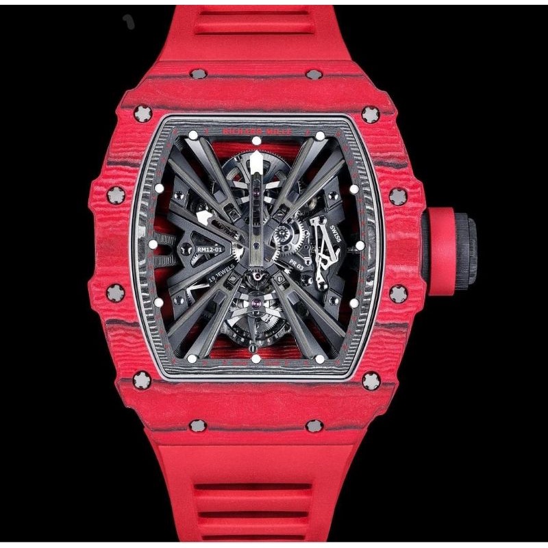 Jam Tangan Richard RM 12 01 Tourbillon RMF Rubber Merah Super Premium God Coppy Jam Pria