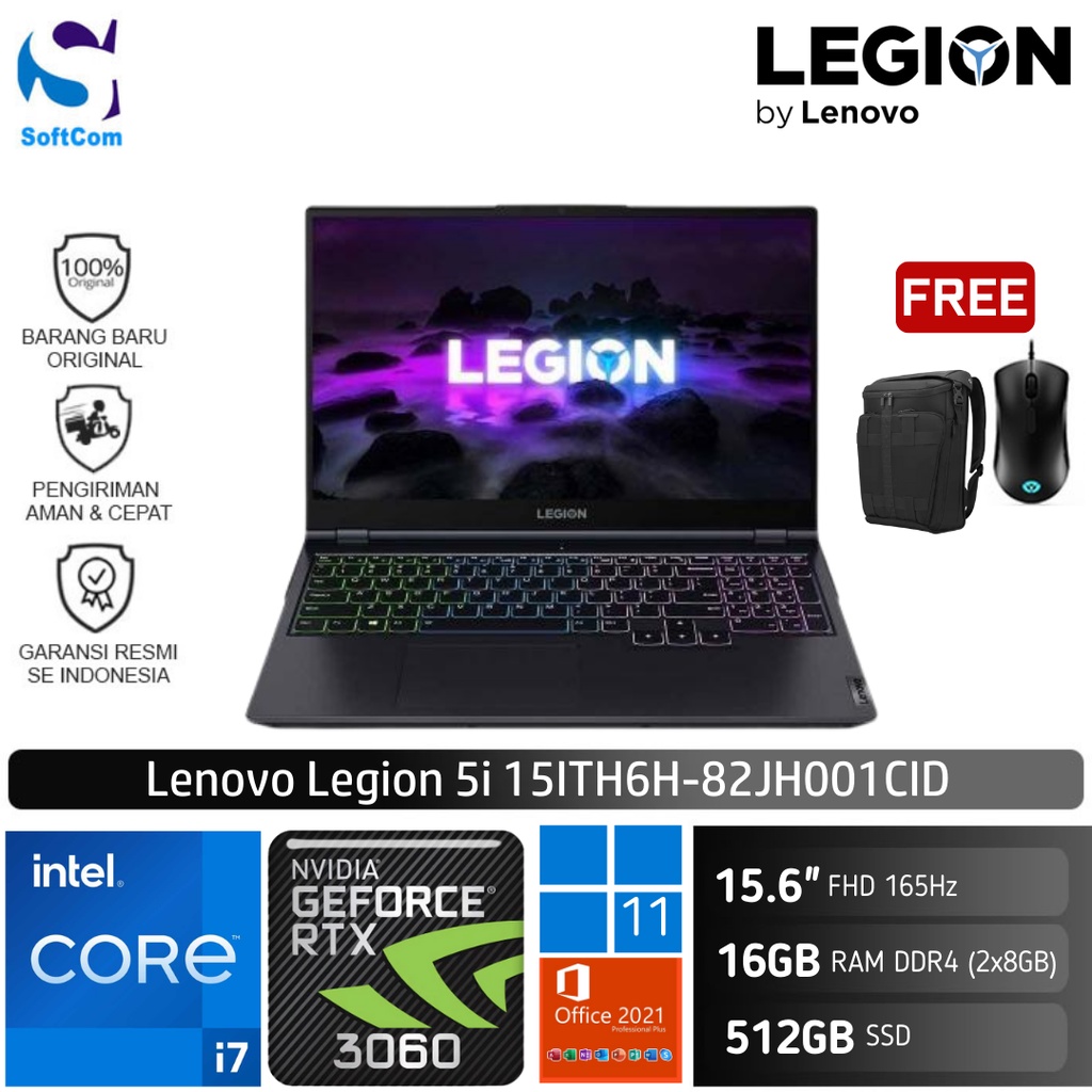 Jual Lenovo Legion 5i 1CID I7 11800H/16GB/512GB SSD/RTX3060/15.6"/W11 ...