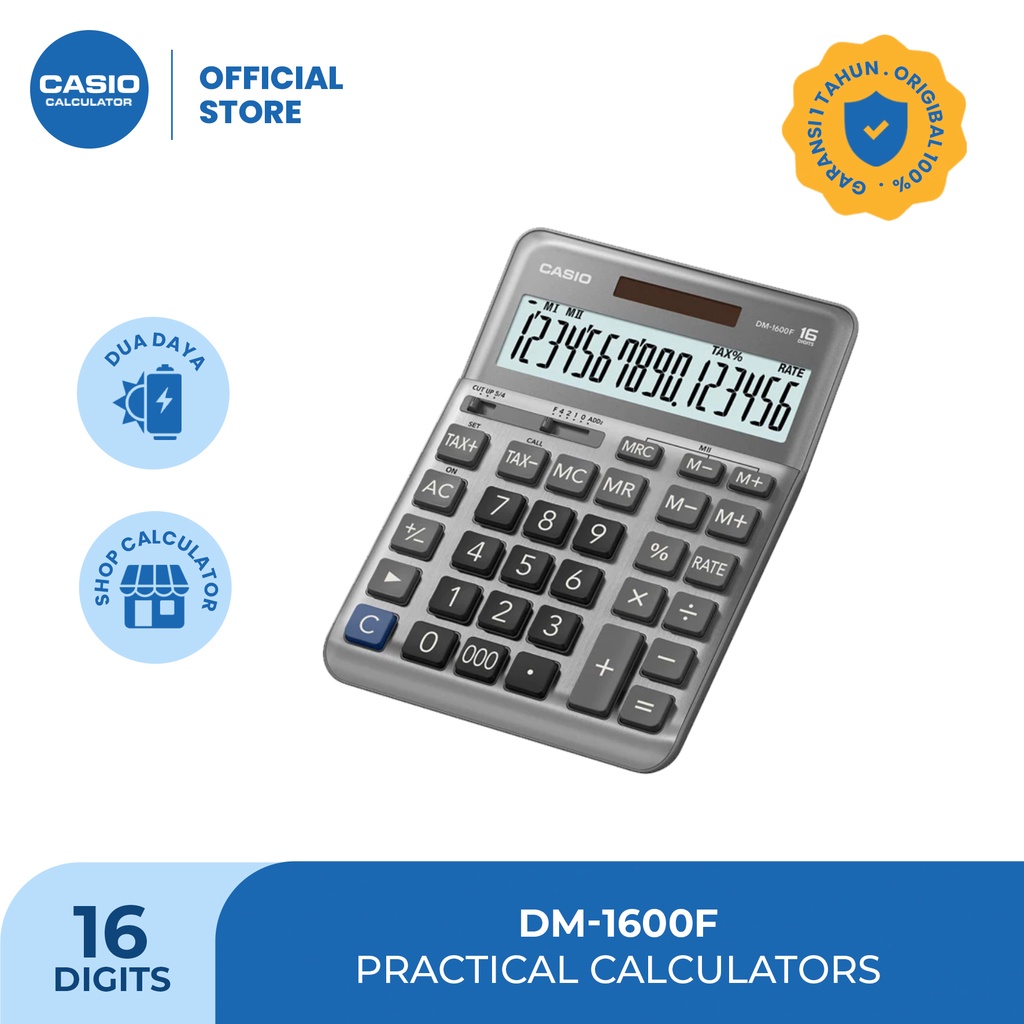CASIO  KALKULATOR DM-1600F - Kalkulator Kantor - 16 digit