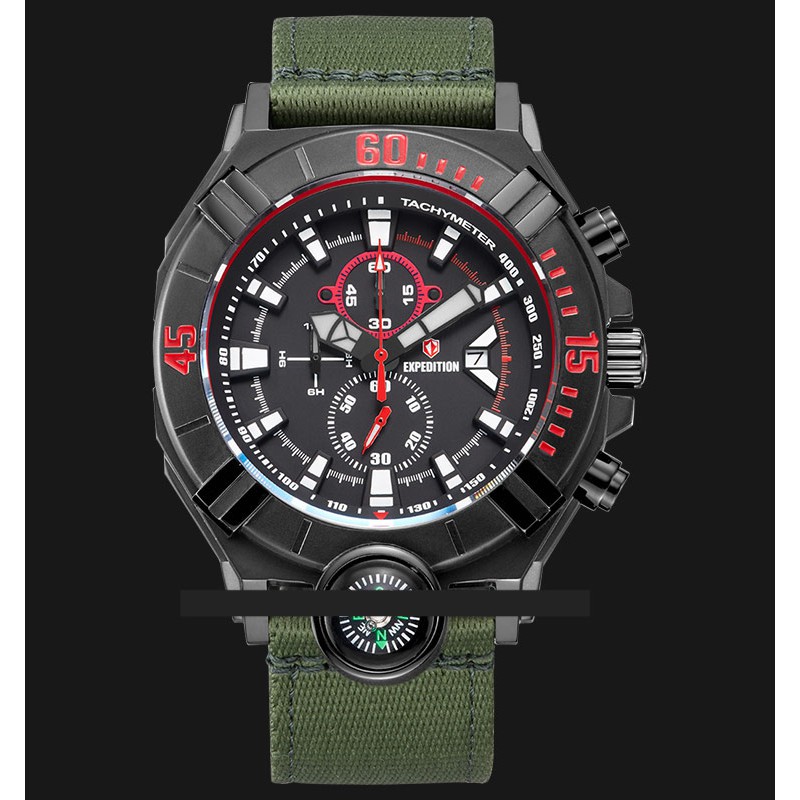 Jual Expedition E 6772 MC NIPBA Chronograph Men Black Dial Green Nylon ...