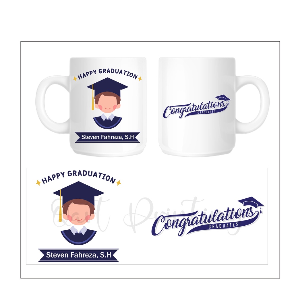 Jual mug graduation cowok / hadiah wisuda / gelas wisuda / kado wisuda ...