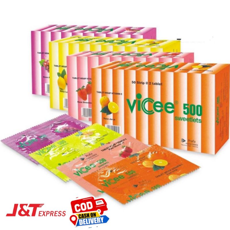 Jual VICEE Vitamin C 500mg/Tablet hisap All Variant 1 Strip @ 2 tablet ...