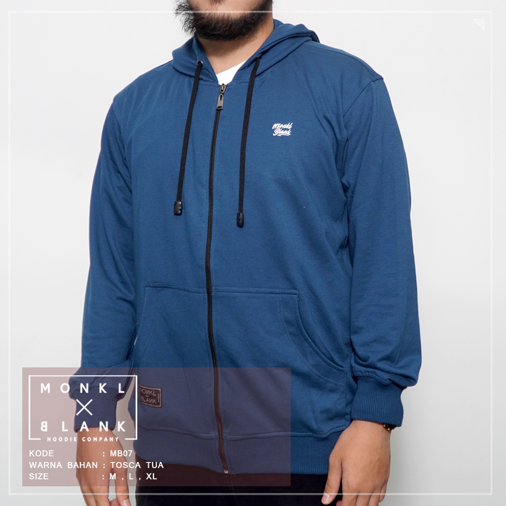 HOODIE ZIPPER MONKL BLANK ORIGINAL BAHAN BABY TERRY NYAMAN DIGUNAKAN SAAT  DINGIN MAUPUN PANAS MB-07