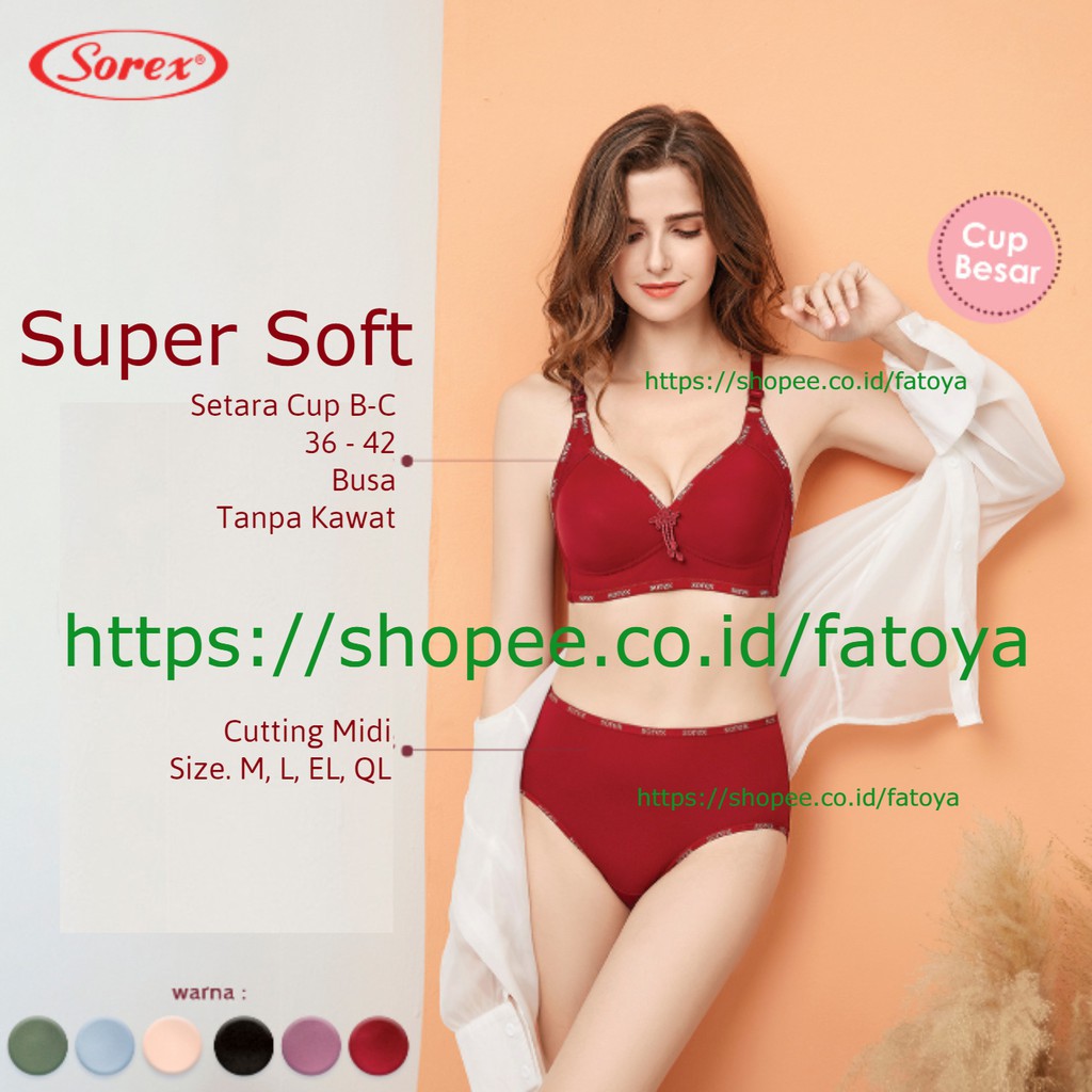 Jual SOREX Bra Set Super Soft Cup Besar Tanpa Kawat ( BRA + CD ) #2