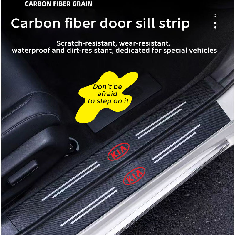 Jual Pelindung Ambang Pintu Mobil Serat Karbon Stiker 3D Door Sill Plate Guard Pelindung Pijakan