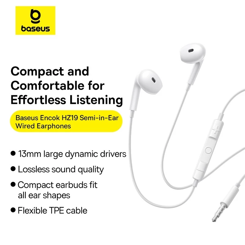 Baseus Encok CZ19/HZ19 in-ear Wired Earphones with 13mm Driver High Resolution Sound Quality - foto 1