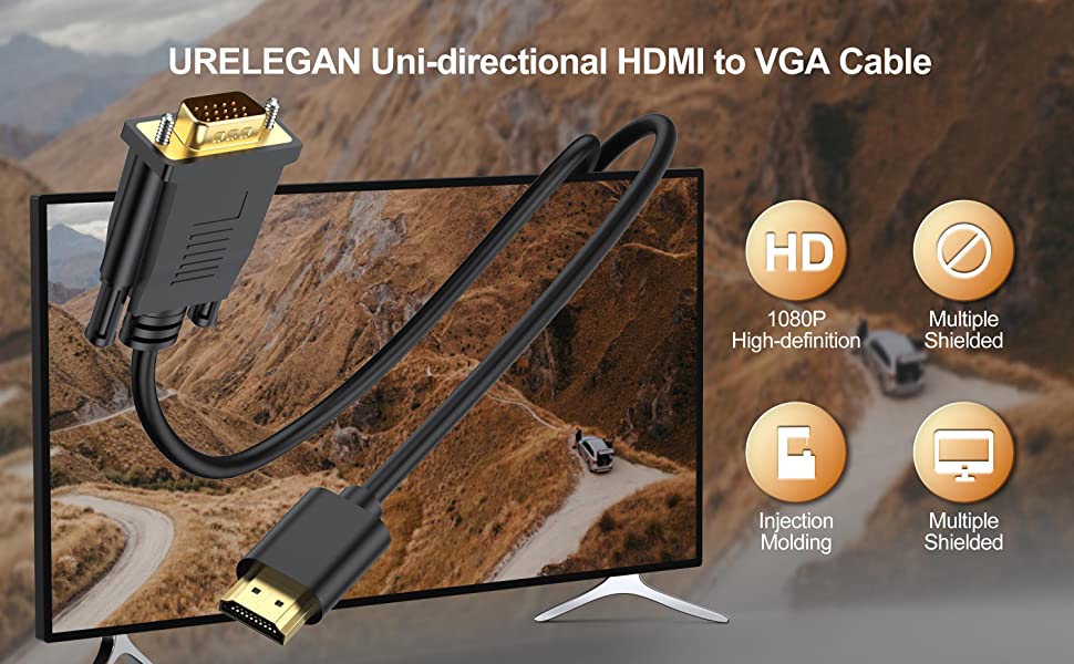 Jual GOONE HDTV11 HDMI to VGA Cable 1080P Cable With Audio Video HDMI