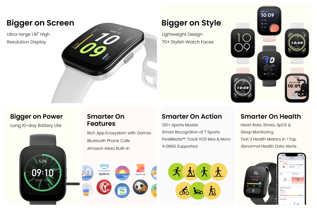 Jual Amazfit Bip 5 46mm Smartwatch 1.91”LCD Display GPS Smart Watch 120 ...