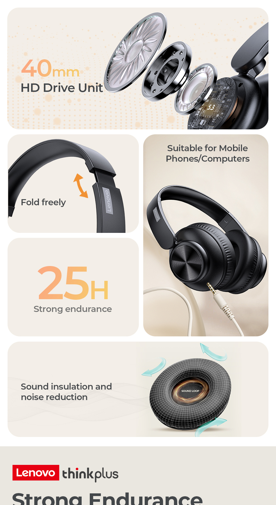 Jual Lenovo Thinkplus G70 Bluetooth Headset Over-Ear | Noise Cancelling ...