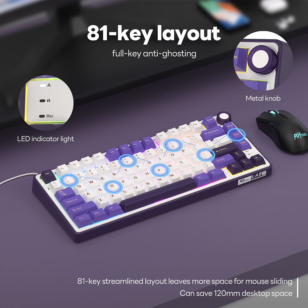 Jual Royal Kludge RK R75 Blackberry 81 key Wired Gaming Keyboard ...