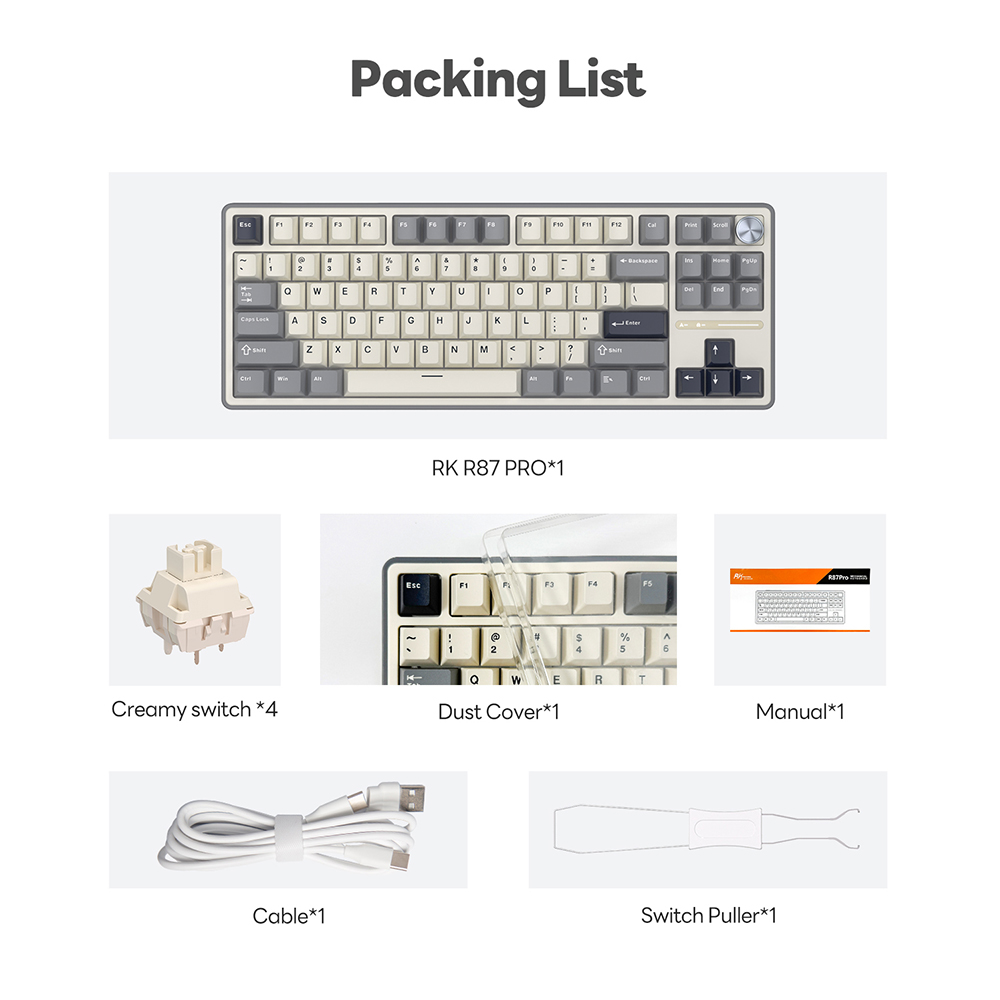 Jual Royal Kludge RK R87 Pro Half Grey 87 Key Gaming Keyboard | Shopee ...