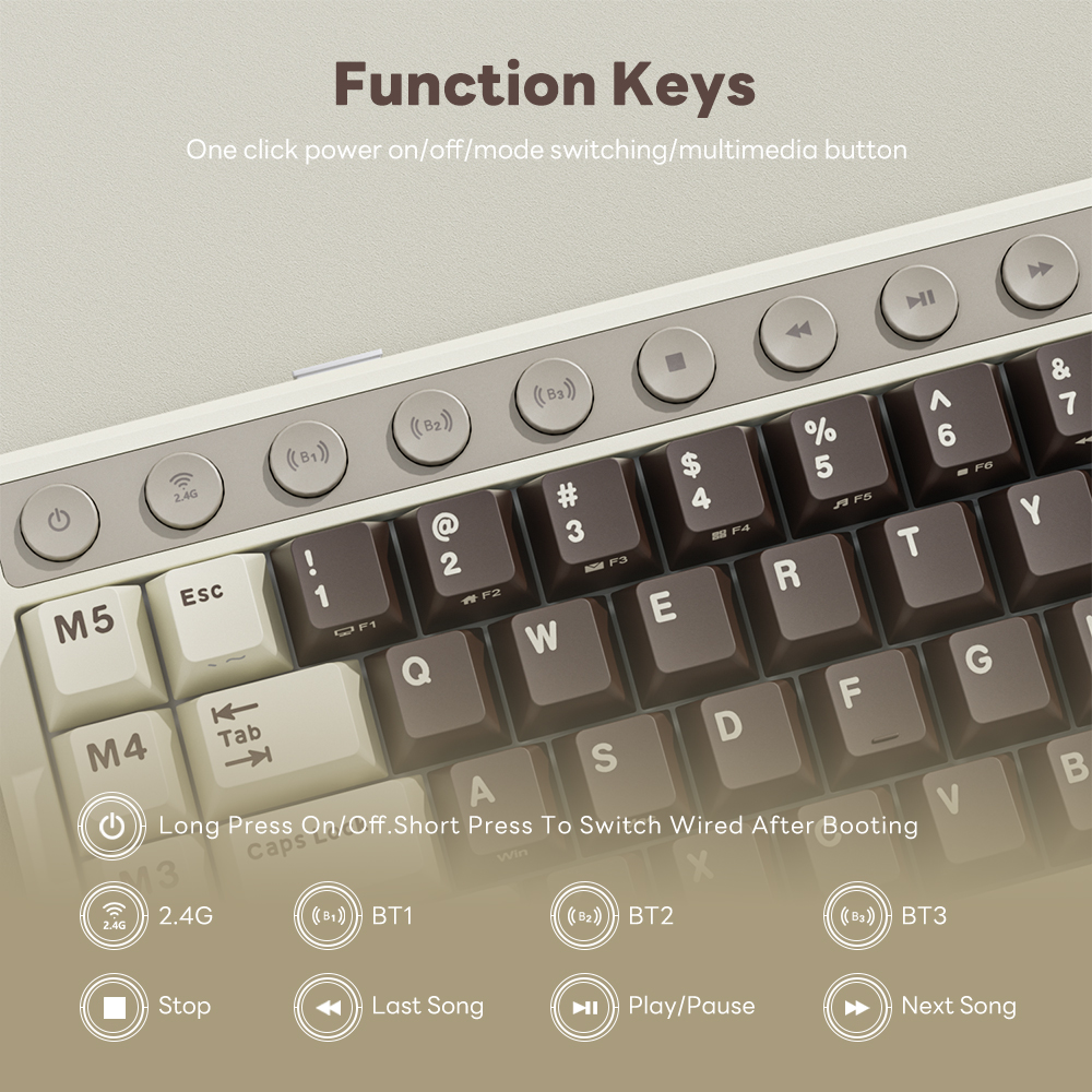 Jual Royal Kludge RK M70 Mocha Grey 73 Key With TFT Screen Gasket ...