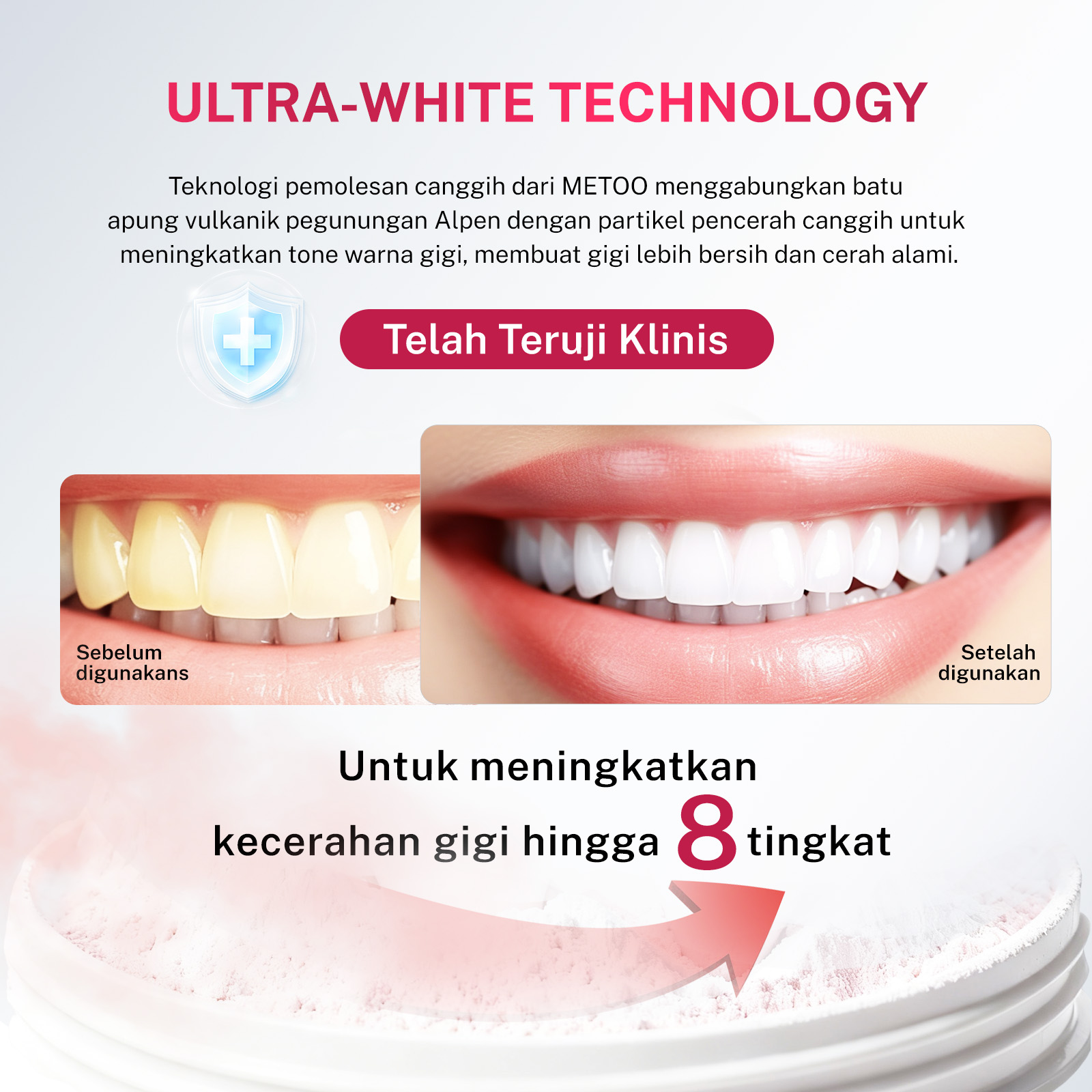 Jual MeToo Volcanic Pumice Whitening Tooth Powder 50g / Whitening Tooth ...