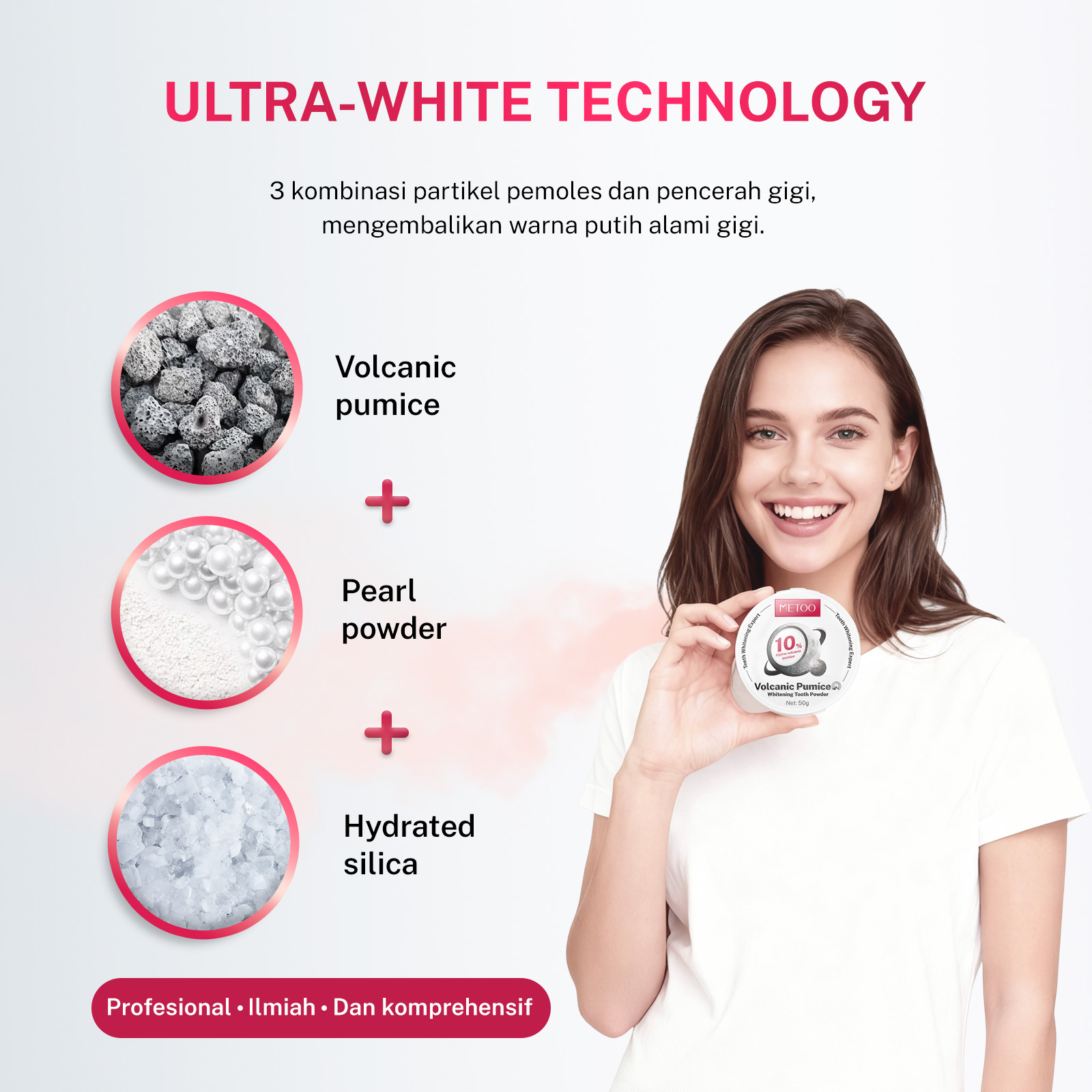 Jual MeToo Volcanic Pumice Whitening Tooth Powder 50g / Whitening Tooth ...