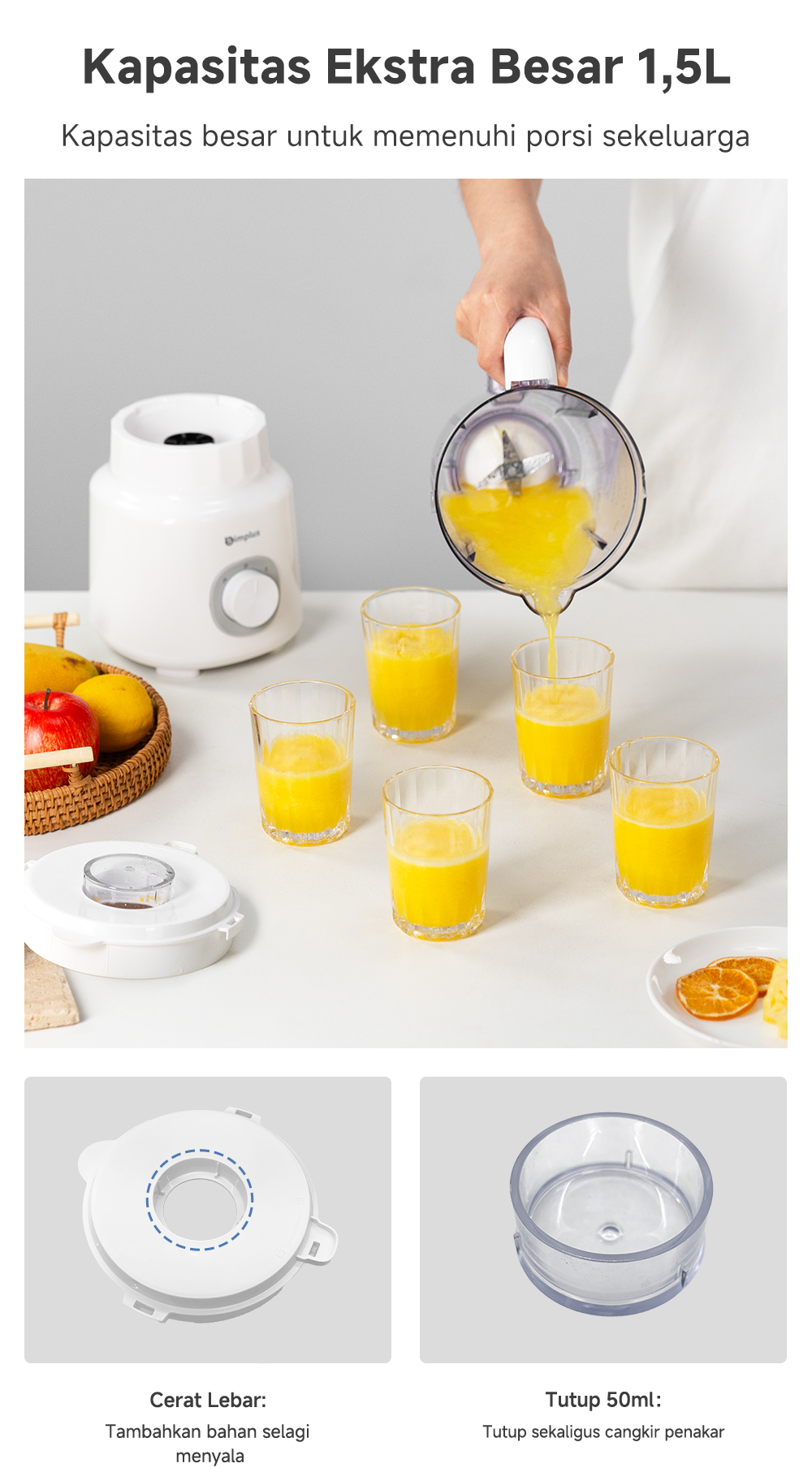 Jual Simplus Blender 1,5L Kapasitas Besar 500W Juicer Bahan AS Food ...