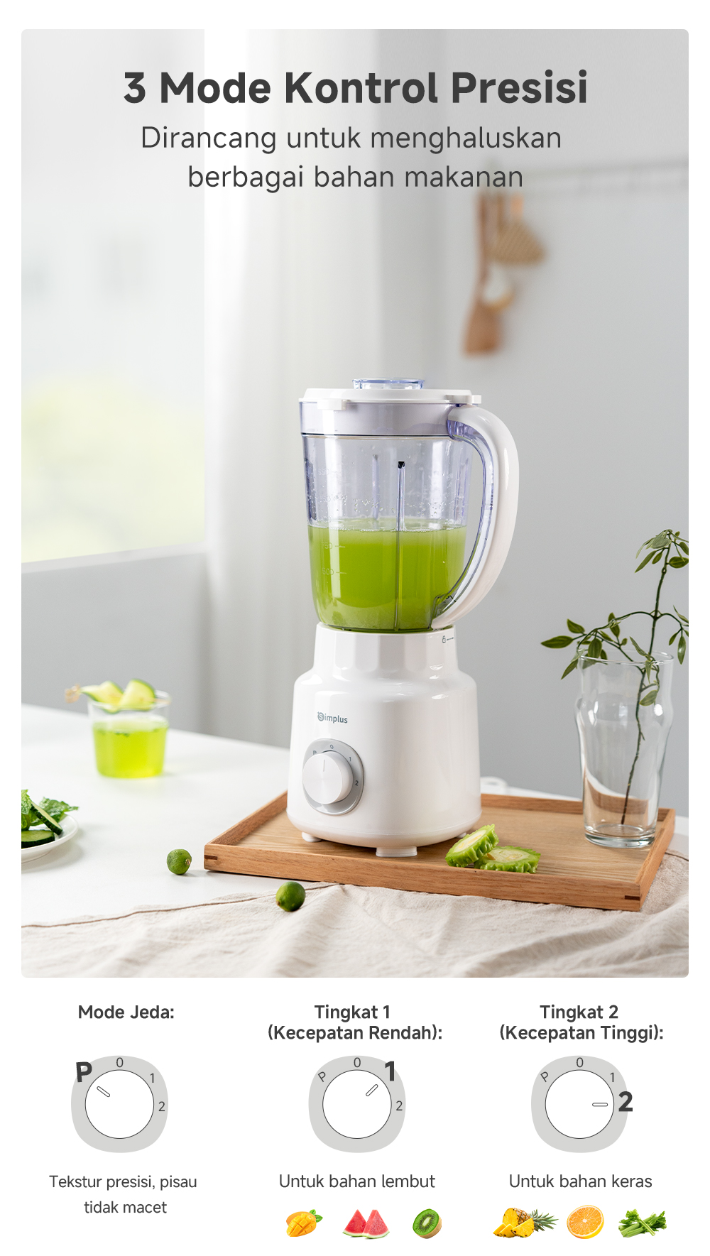Jual Simplus Blender Stainless Steel 304 500W 1500ml Dengan Fungsi ...