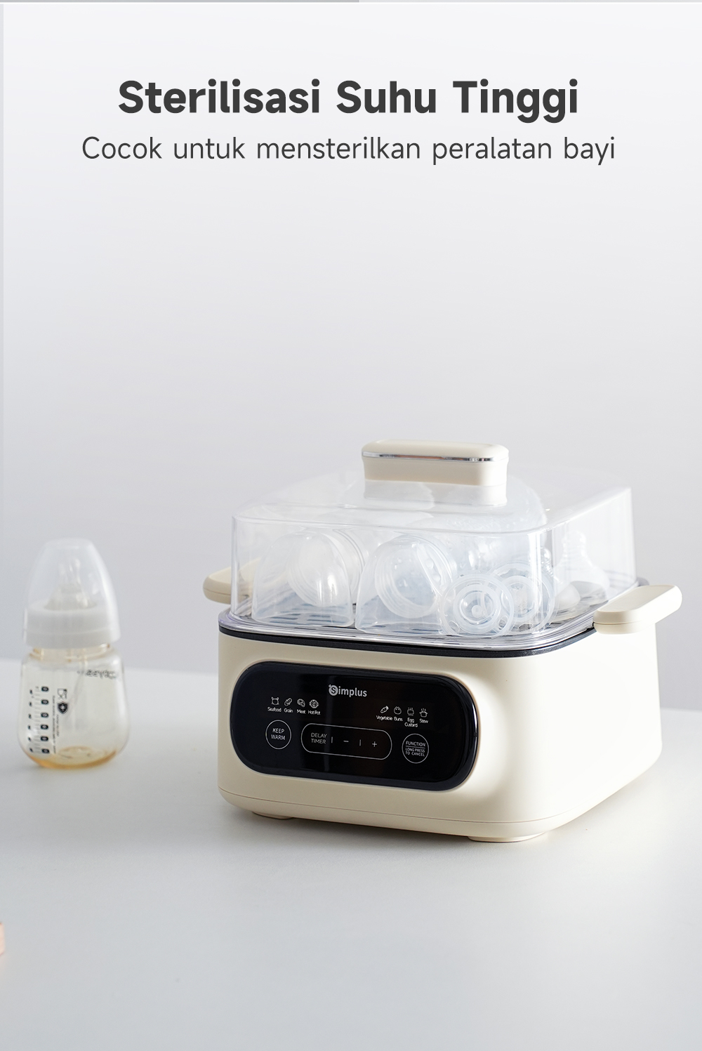 Jual Simplus Kukusan Listrik 11L 2 Tingkat Multifungsi, Timer 24 Jam 8 ...
