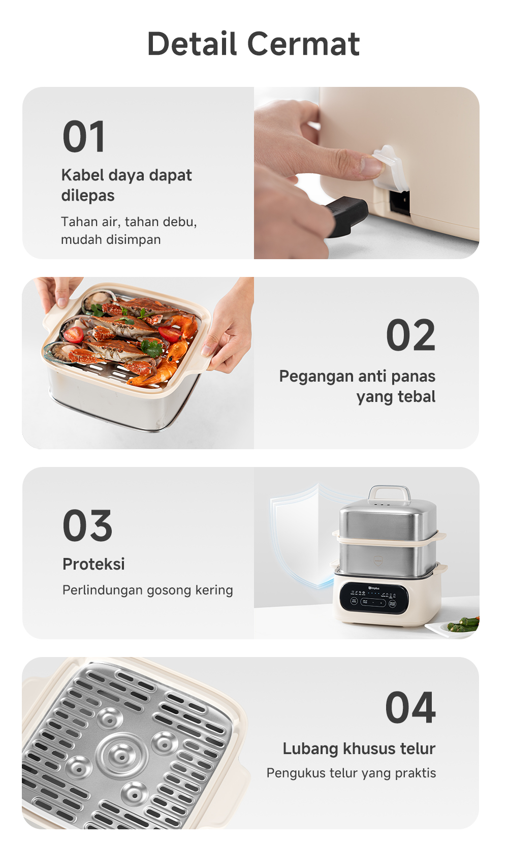 Jual Simplus Pengukus Elektrik 2 Tingkat 11L Stainless Steel 24 Jam ...