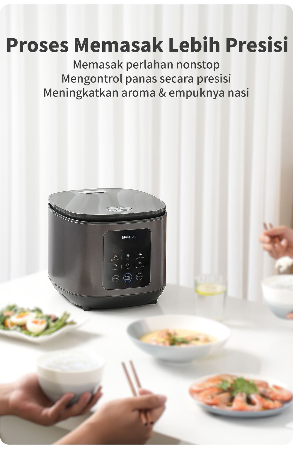 Jual Simplus Rice Cooker 600W 4L Nasi Rendah Gula Digital Touch Control ...